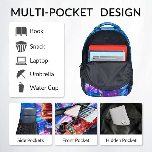 Boys Backpack Set, School Back Pack with Lunch Box, Racing Car Backpack for Kids Ages 6-8, 17 Inch Toddler Schoolbag with Large Capacity in Saudi Arabia