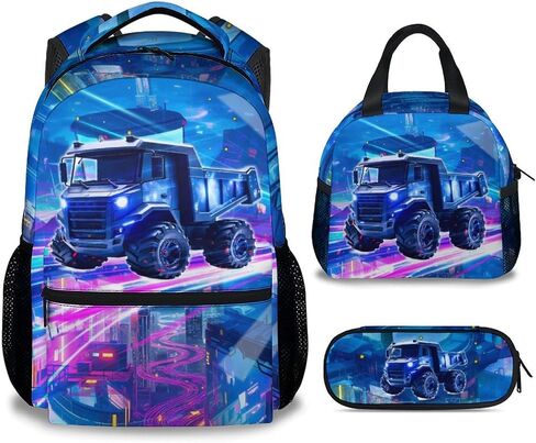 Boys Backpack Set, School Back Pack with Lunch Box, Racing Car Backpack for Kids Ages 6-8, 17 Inch Toddler Schoolbag with Large Capacity in Saudi Arabia
