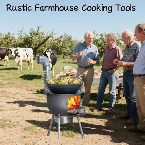 Wood Burning Stove for Outdoor Cooking, Heavy-Duty Rocket Stove, Windproof Wood Camping Stove for Cooking,Hiking,Backpacking, Multi-Functional Portable Detachable Firewood Stove in Kuwait