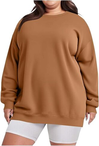 Oversized Sweatshirt for Women Crewneck Long Sleeve Pullover Hoodies Casual Fleece Sweaters Tops Fall Fashion 2025 in Saudi Arabia