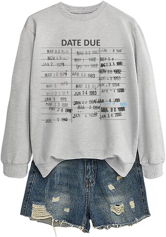 العودة إلى مكتبة قميصات أمين المكتبة المعلم Pullover Book Lover Long Sleeve Shirt Crewneck Tops in Saudi Arabia