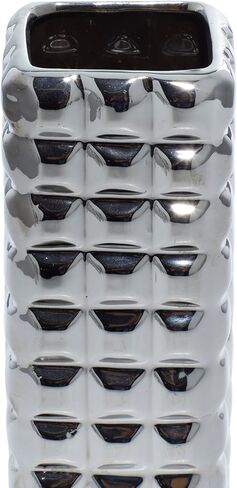 Deco 79 Ceramic Decorative Vase Centerpiece Vases with Varying Patterns, set of 3 Flower Vases for Home Decoration 4" x 4" x 12", Silver in Saudi Arabia