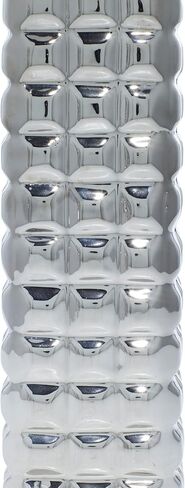 Deco 79 Ceramic Decorative Vase Centerpiece Vases with Varying Patterns, set of 3 Flower Vases for Home Decoration 4" x 4" x 12", Silver in Saudi Arabia