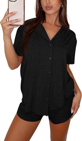 مجموعات صالة للنساء مجموعات بيجاما 2 قطعة قصيرة الأكمام زر أسفل ناعم PJS المرأة pajamas pajamas in Kuwait