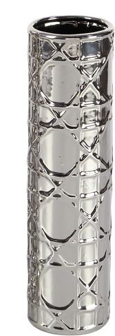 Deco 79 Ceramic Decorative Vase Centerpiece Vases with Varying Patterns, set of 3 Flower Vases for Home Decoration 4" x 4" x 12", Silver in Saudi Arabia
