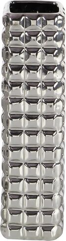 Deco 79 Ceramic Decorative Vase Centerpiece Vases with Varying Patterns, set of 3 Flower Vases for Home Decoration 4" x 4" x 12", Silver in Saudi Arabia