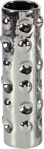 Deco 79 Ceramic Decorative Vase Centerpiece Vases with Varying Patterns, set of 3 Flower Vases for Home Decoration 4" x 4" x 12", Silver in Saudi Arabia