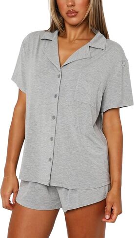 مجموعات صالة للنساء مجموعات بيجاما 2 قطعة قصيرة الأكمام زر أسفل ناعم PJS المرأة pajamas pajamas in Kuwait