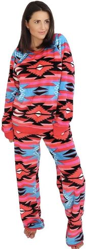 Trailcrest Womens Fleece Comfy Aztec Lounge مجموعة Long Sleeve 2 قطعة Velor Crewneck Pajamas in Saudi Arabia