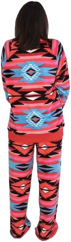 Trailcrest Womens Fleece Comfy Aztec Lounge مجموعة Long Sleeve 2 قطعة Velor Crewneck Pajamas in Saudi Arabia