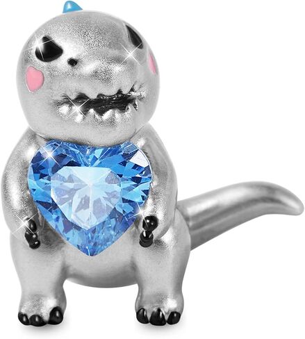 GNOCE Dinosaur Embraces Heart Gemstone Charm Sterling Silver Animal Bead Jewelry Gift For Women Wife Fit Snake Chain Bracelets/Necklace… in Saudi Arabia