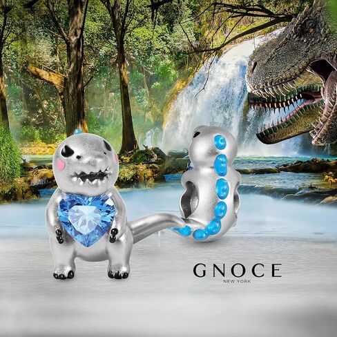 GNOCE Dinosaur Embraces Heart Gemstone Charm Sterling Silver Animal Bead Jewelry Gift For Women Wife Fit Snake Chain Bracelets/Necklace… in Saudi Arabia
