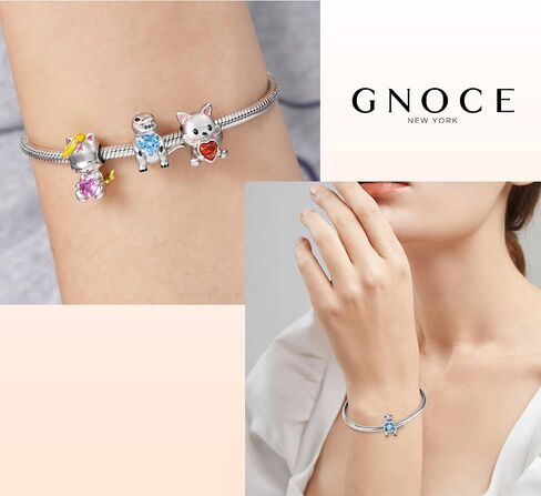 GNOCE Dinosaur Embraces Heart Gemstone Charm Sterling Silver Animal Bead Jewelry Gift For Women Wife Fit Snake Chain Bracelets/Necklace… in Saudi Arabia