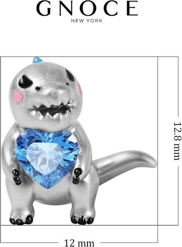 GNOCE Dinosaur Embraces Heart Gemstone Charm Sterling Silver Animal Bead Jewelry Gift For Women Wife Fit Snake Chain Bracelets/Necklace… in Saudi Arabia