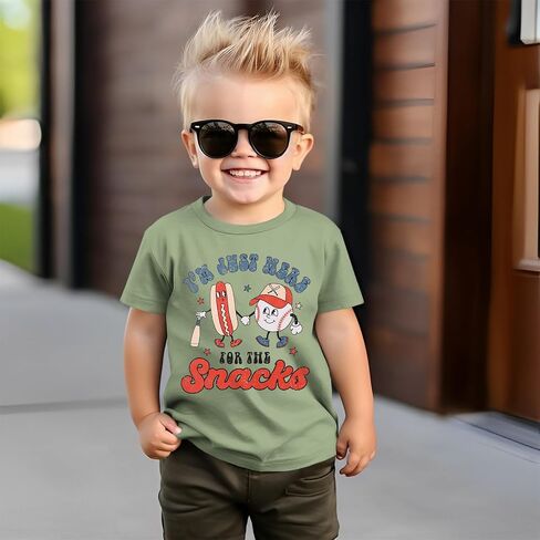 قميص Boy Boy Boy Boy Boy أنا فقط هنا للوجبات الخفيفة T Shirt Funny Hot Dog Graphic Tee Short Summer Tops in Kuwait