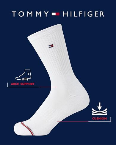 Tommy Hilfiger Womens Crew Socks - 8 Pack Soft Cushion Athletic Sports & Running Mid-Calf Socks for Women (Shoe Size: 4-10) in Saudi Arabia