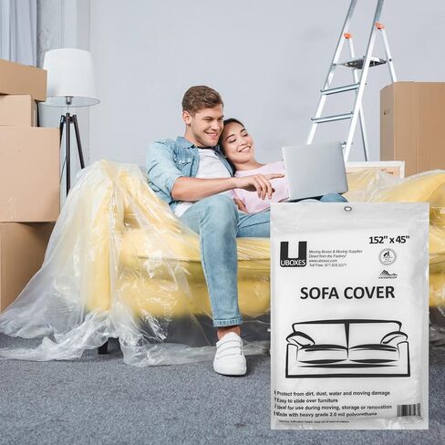 Sofa Plastic Cover, 1 Pack, For Moving, Painting, Storage, Home Renovation, Disposable Protection Cover For Home, Moving & Storage Supplies, Furniture Protector in Kuwait