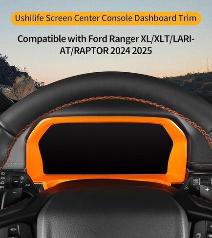 Screen Center Console Dashboard Trim Compatible with 2024 2025 Ford Ranger XL XLT Lariat Raptor SuperCrew Truck, Center Console Dashboard Screen Frame Trim Sticker Accessories (Carbon Fiber Look) in Kuwait