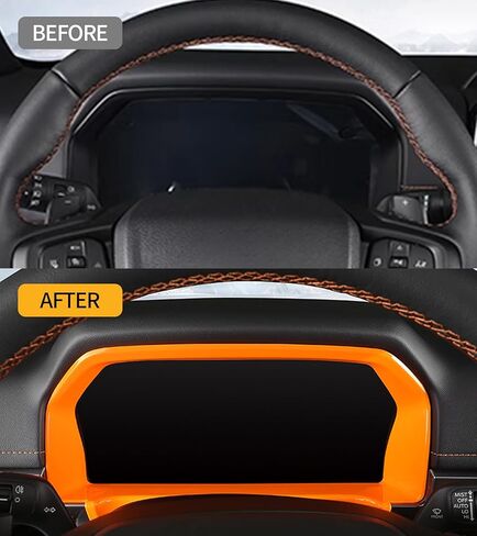 Screen Center Console Dashboard Trim Compatible with 2024 2025 Ford Ranger XL XLT Lariat Raptor SuperCrew Truck, Center Console Dashboard Screen Frame Trim Sticker Accessories (Carbon Fiber Look) in Kuwait