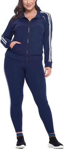 Jvini Tracksuit Sets For Women 2 Piece - Full Zip Active Hooded Workout Jacket Raceback Tank & Leggings in Kuwait