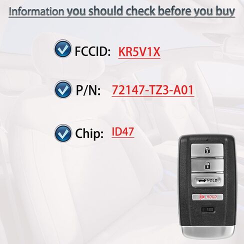 نوبات استبدال المفتاح الذكي FOB لعام 2016-2018 ACURA ILX / 2016-2020 RLX / 2015-2017 TLX غير مفتاح التحكم عن بعد استبدال معرف FCC: KR5V1X P / N: 72147-T23-A01 / A11 in Saudi Arabia