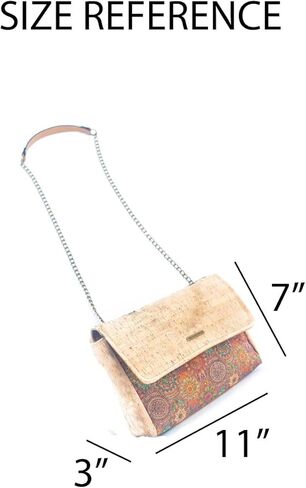 كيس كتف الفلين البرتغالي للسيدات ، مصنوع يدويًا ، داخليًا فسيحًا مع جيوب ، 10 × 8 × 3 بوصات in Kuwait