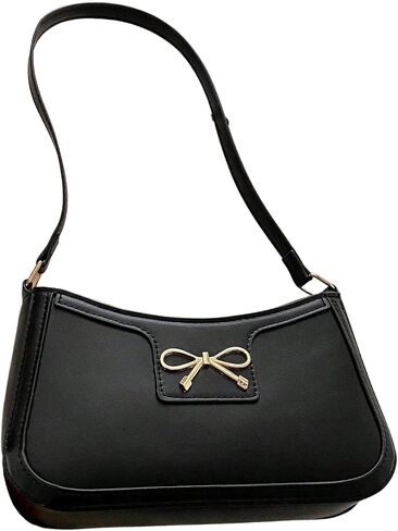 Women's Bowknot Zipper Shoulder Handbag Top Handle Elegant Small Underarm Bags Trendy Purse in Saudi Arabia