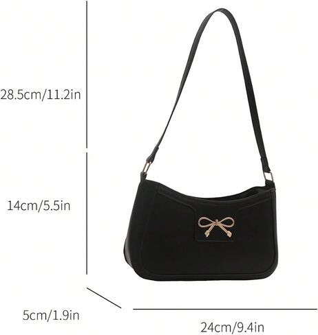Women's Bowknot Zipper Shoulder Handbag Top Handle Elegant Small Underarm Bags Trendy Purse in Saudi Arabia