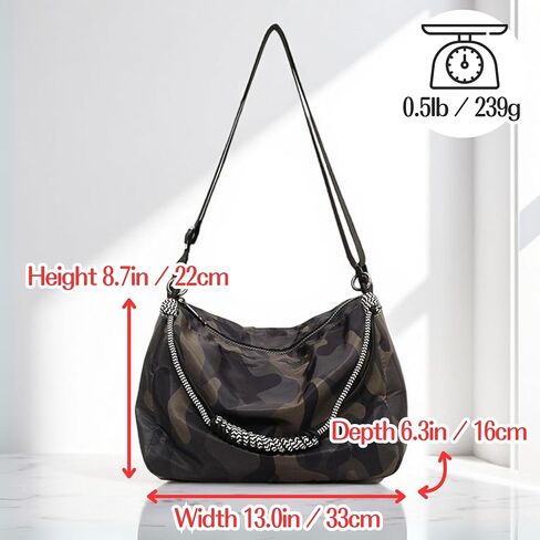 حقيبة Hobo Crossbody القابلة للتمويه القابلة للتمويه المعدلة مع جلود حقيقية ، حقائب يد سفر من البوليستر القماشية in Kuwait