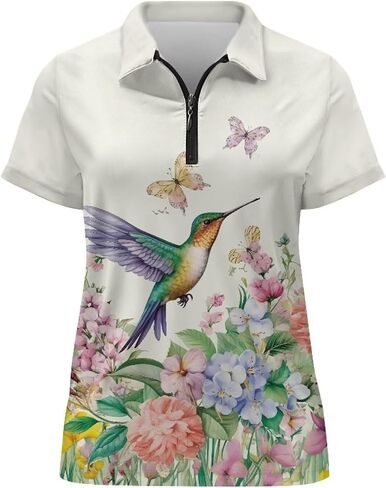 WELLFLYHOM Golf Shirts Short Sleeve Tennis Tops for Women Golf Top 1/4 Zip Workout Sport T-Shirt in Saudi Arabia