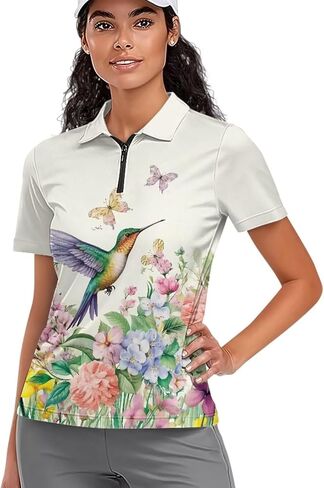 WELLFLYHOM Golf Shirts Short Sleeve Tennis Tops for Women Golf Top 1/4 Zip Workout Sport T-Shirt in Saudi Arabia