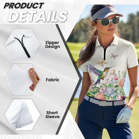 WELLFLYHOM Golf Shirts Short Sleeve Tennis Tops for Women Golf Top 1/4 Zip Workout Sport T-Shirt in Saudi Arabia