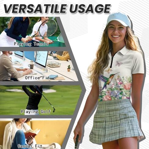 WELLFLYHOM Golf Shirts Short Sleeve Tennis Tops for Women Golf Top 1/4 Zip Workout Sport T-Shirt in Saudi Arabia