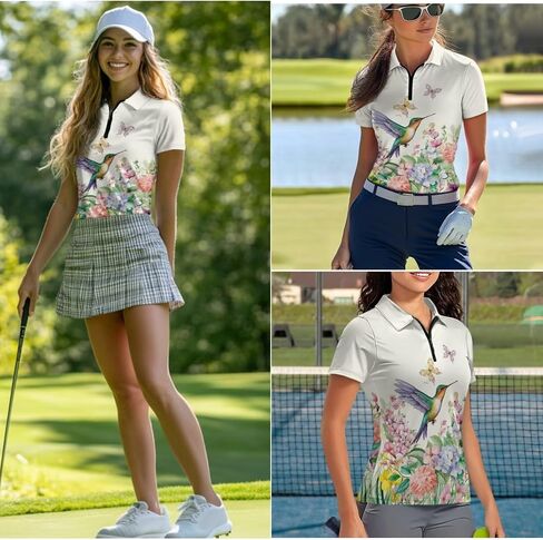 WELLFLYHOM Golf Shirts Short Sleeve Tennis Tops for Women Golf Top 1/4 Zip Workout Sport T-Shirt in Saudi Arabia