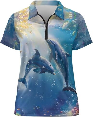 WELLFLYHOM Golf Shirts Short Sleeve Tennis Tops for Women Golf Top 1/4 Zip Workout Sport T-Shirt in Saudi Arabia