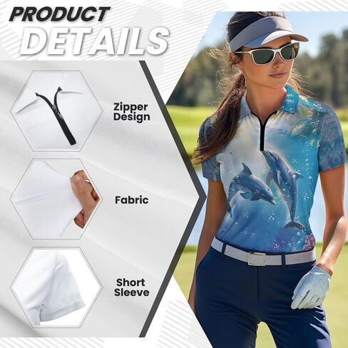 WELLFLYHOM Golf Shirts Short Sleeve Tennis Tops for Women Golf Top 1/4 Zip Workout Sport T-Shirt in Saudi Arabia