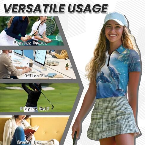 WELLFLYHOM Golf Shirts Short Sleeve Tennis Tops for Women Golf Top 1/4 Zip Workout Sport T-Shirt in Saudi Arabia