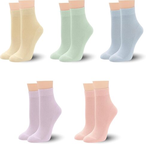 SERISIMPLE Women Thin Viscose Bamboo Above Ankle Sock Breathable Lightweight Classic Crew Casual Mesh Socks 5 Pairs in Saudi Arabia