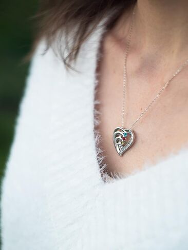 قلادة أمهات مخصصة مع أحجار المواليد أسماء المجوهرات الفضية الاسترليني للنساء مخصصة قلادة محفورة in Kuwait