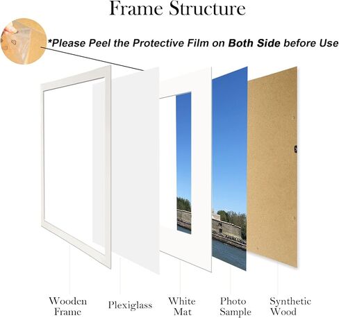 4 Pack 12x16 Picture Frame Wood Diamond Painting Frames 30x40cm Diamond Art Frame Display 10x14 in/ 25x35cm with Mat or 12x16 in/ 30x40 cm Without Mat Photo Gallery Frame Set for Wall Hanging - White in Saudi Arabia