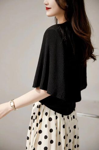 LAI MENG FIVE CATS Women's Summer Batwing Sleeve Round Neck Pullover Elegant Thin Knitted Sweater Shirt in Saudi Arabia