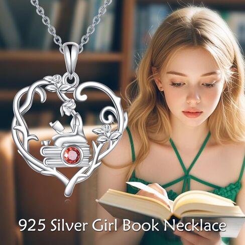 YFN 925 Sterling Silver Book Lover Necklace Reading Readant for Women Gafuure Gift Jewelry for Friends Friends in Saudi Arabia