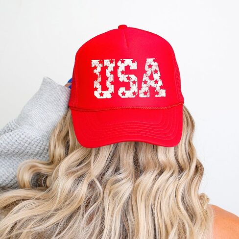 Distressed USA Trucker Hat for Women and Teens American Stars Classic 5 Panel Mesh Snapback in Kuwait