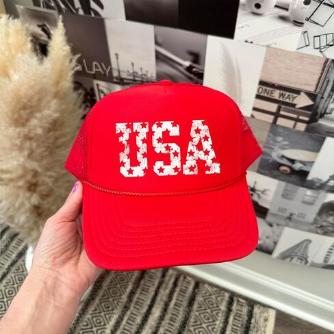 Distressed USA Trucker Hat for Women and Teens American Stars Classic 5 Panel Mesh Snapback in Kuwait