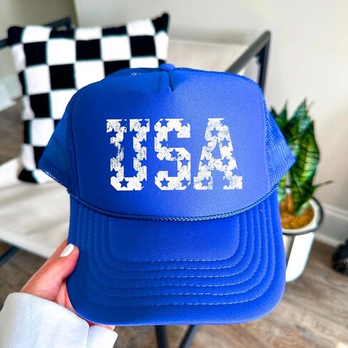 Distressed USA Trucker Hat for Women and Teens American Stars Classic 5 Panel Mesh Snapback in Kuwait