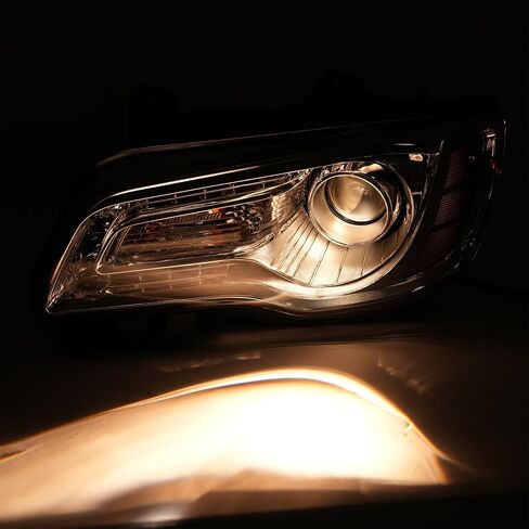 KUAFU Halogen Headlight Assembly Compatible with 2011-2023 Chrysler 300 DRL Chrome Housing & Amber Reflector Left Driver Side (Bulbs Are Included) in Saudi Arabia