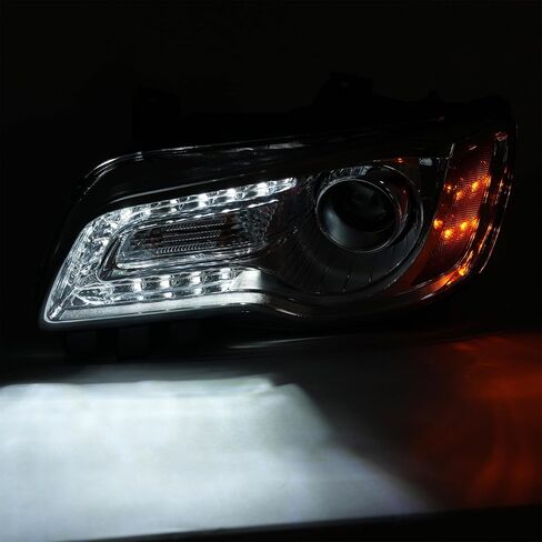KUAFU Halogen Headlight Assembly Compatible with 2011-2023 Chrysler 300 DRL Chrome Housing & Amber Reflector Left Driver Side (Bulbs Are Included) in Saudi Arabia