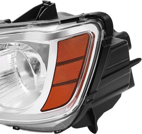 KUAFU Halogen Headlight Assembly Compatible with 2011-2023 Chrysler 300 DRL Chrome Housing & Amber Reflector Left Driver Side (Bulbs Are Included) in Saudi Arabia