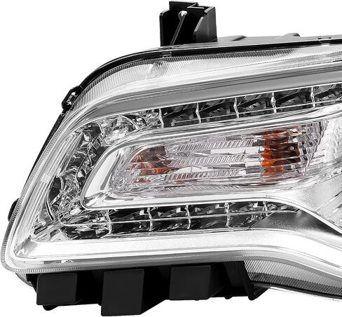 KUAFU Halogen Headlight Assembly Compatible with 2011-2023 Chrysler 300 DRL Chrome Housing & Amber Reflector Left Driver Side (Bulbs Are Included) in Saudi Arabia