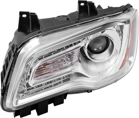 KUAFU Halogen Headlight Assembly Compatible with 2011-2023 Chrysler 300 DRL Chrome Housing & Amber Reflector Left Driver Side (Bulbs Are Included) in Saudi Arabia